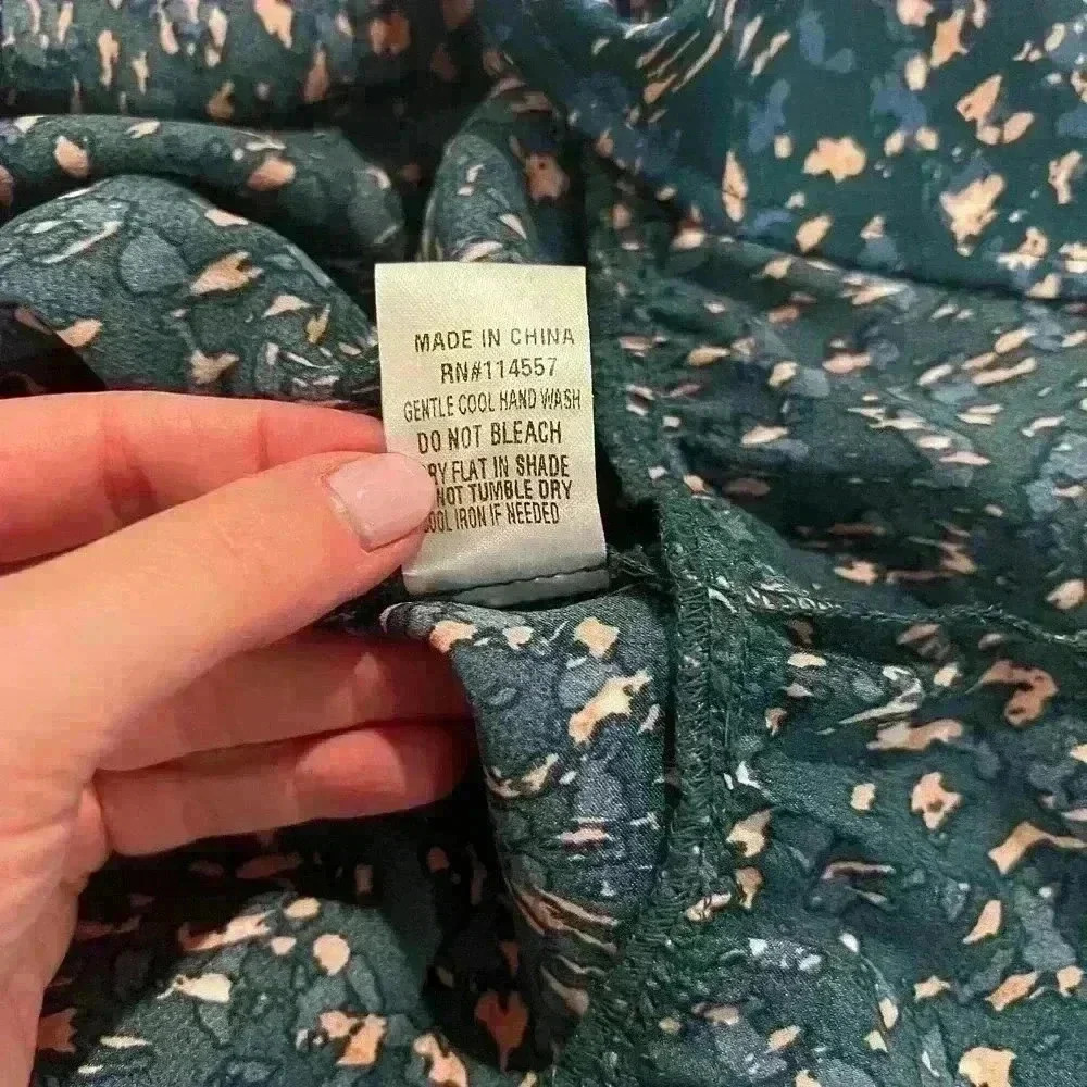 Thml Lori Print Tiered Flutter Sleeve Teal Top - image 5